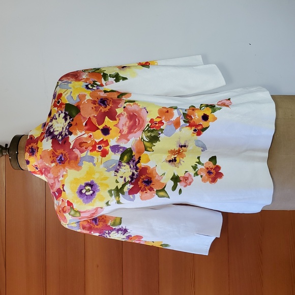 Coldwater Creek Size 14/L NEW Blazer Jacket Floral Watercolor 3/4 Sleeve Lined - Picture 4 of 13